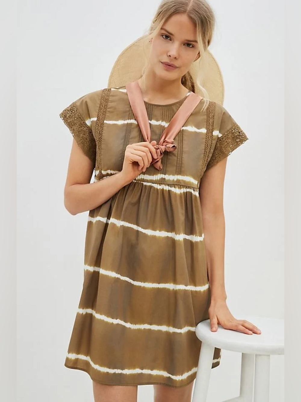 Corey Lynn Calter Brigid Tunic Tie-Dye Casual Dress with Lace Trim